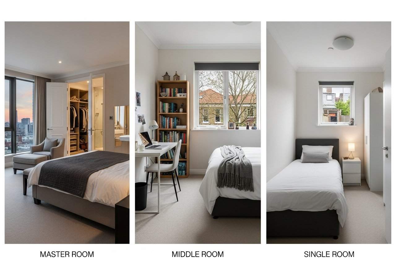 Key Differences: Master Room vs. Middle Room vs. Single Room