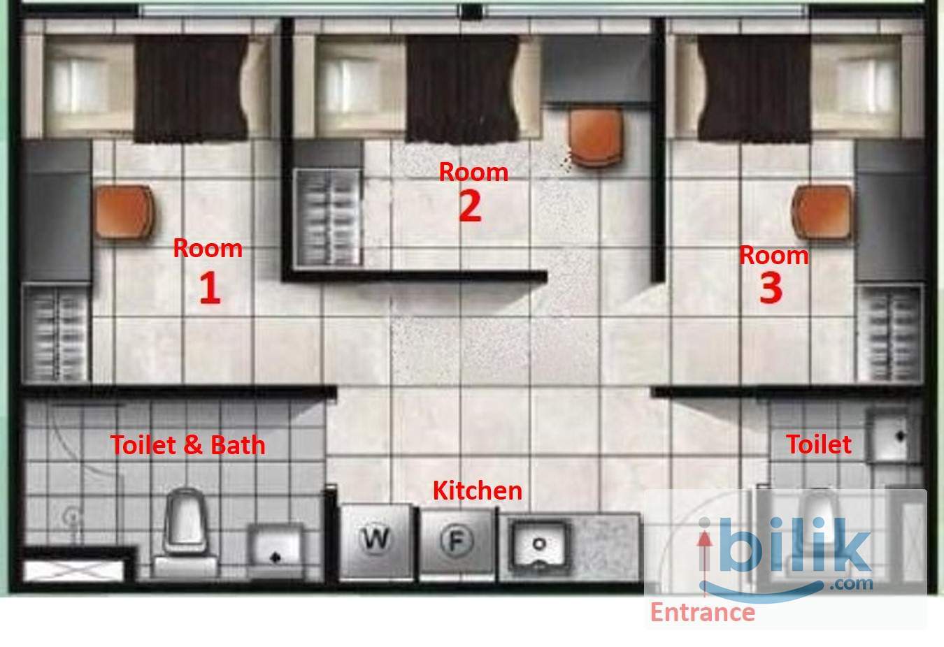 Bilik Sewa Fully Furnish @ Cyberjaya - RM500/bulan (include utilities) - Image 3