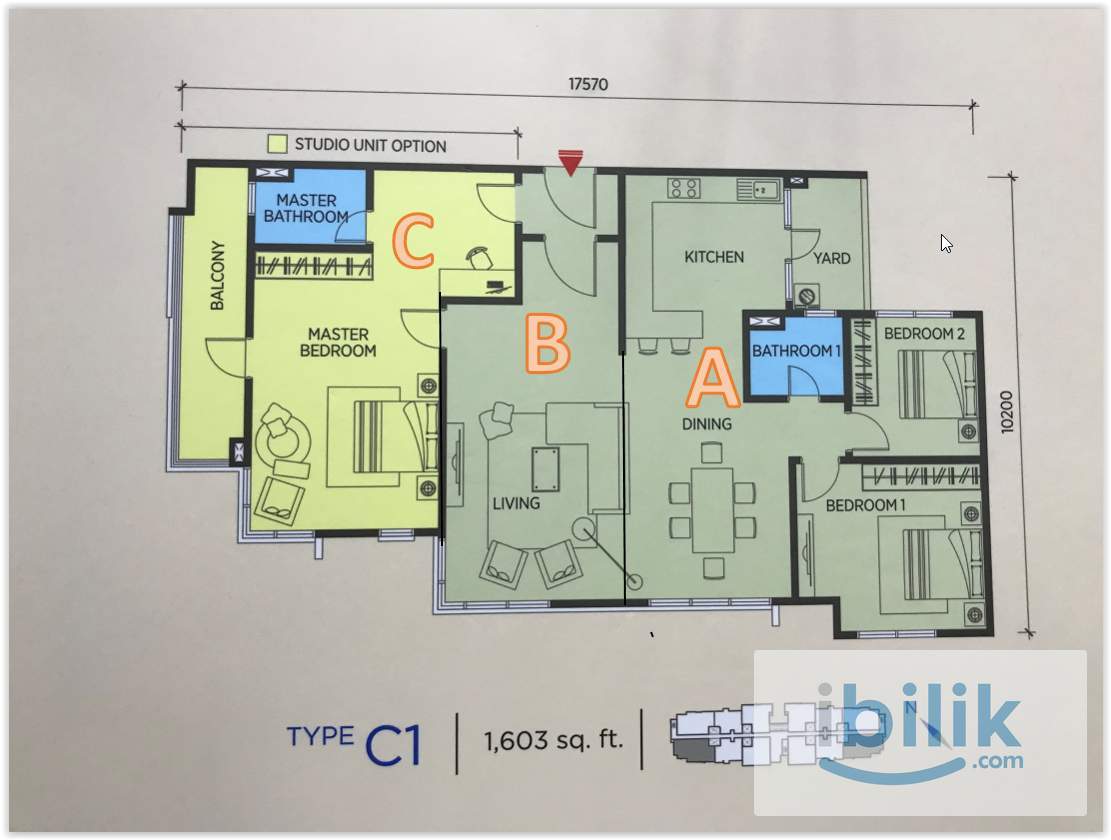 Saville @ Cheras Studio Room With Private Bathroom for Rent . - Image 2