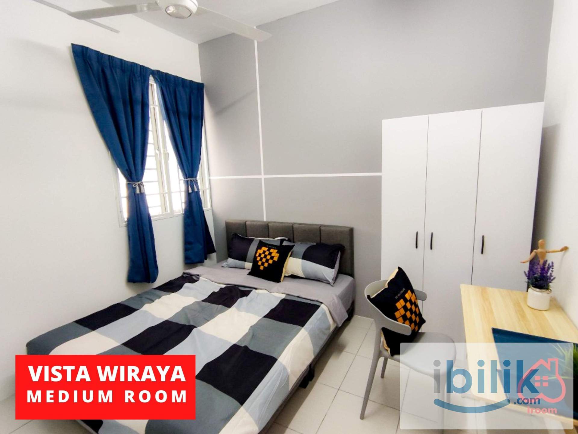 Medium Room FEMALE @ Vista Wirajaya 1 – Walk to LRT Taman Melati & TARUMT! Free wifi!  - Image 1