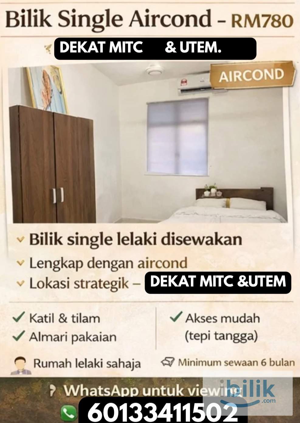 Single room with aircond - Image 1