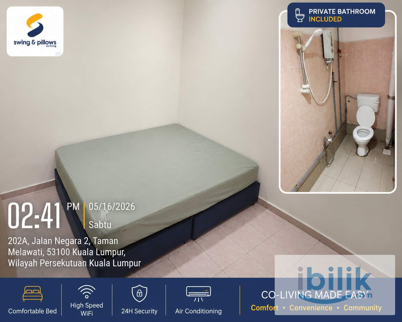 🔥 Bilik Master Dengan Private Bathroom Co-Living di Melawati 🔥Low move in fees - Image 1