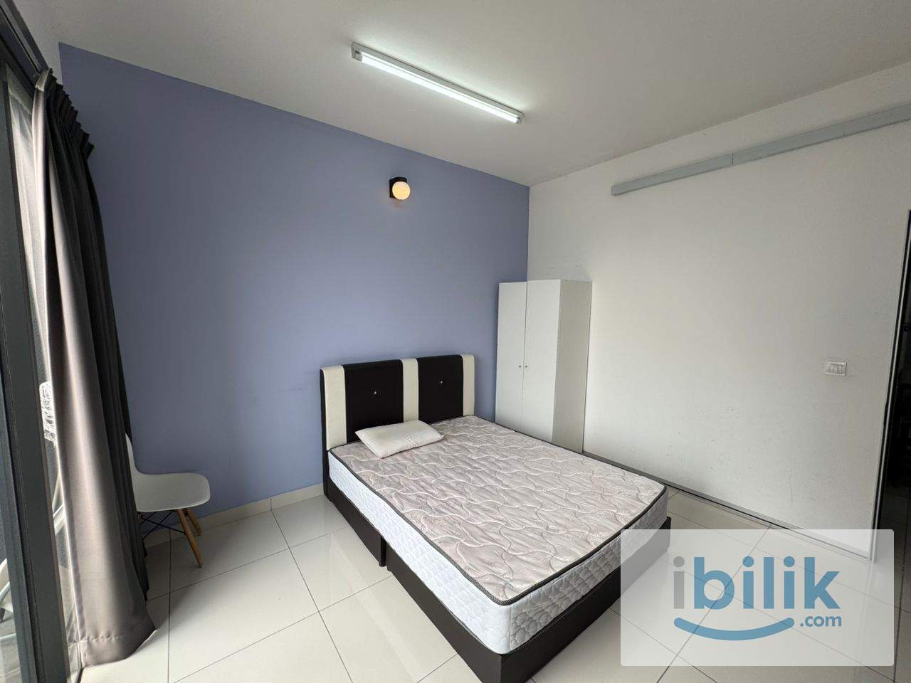 Balcony Medium Queen Bed Room with stand fan, window and AC (Partition) - Image 3