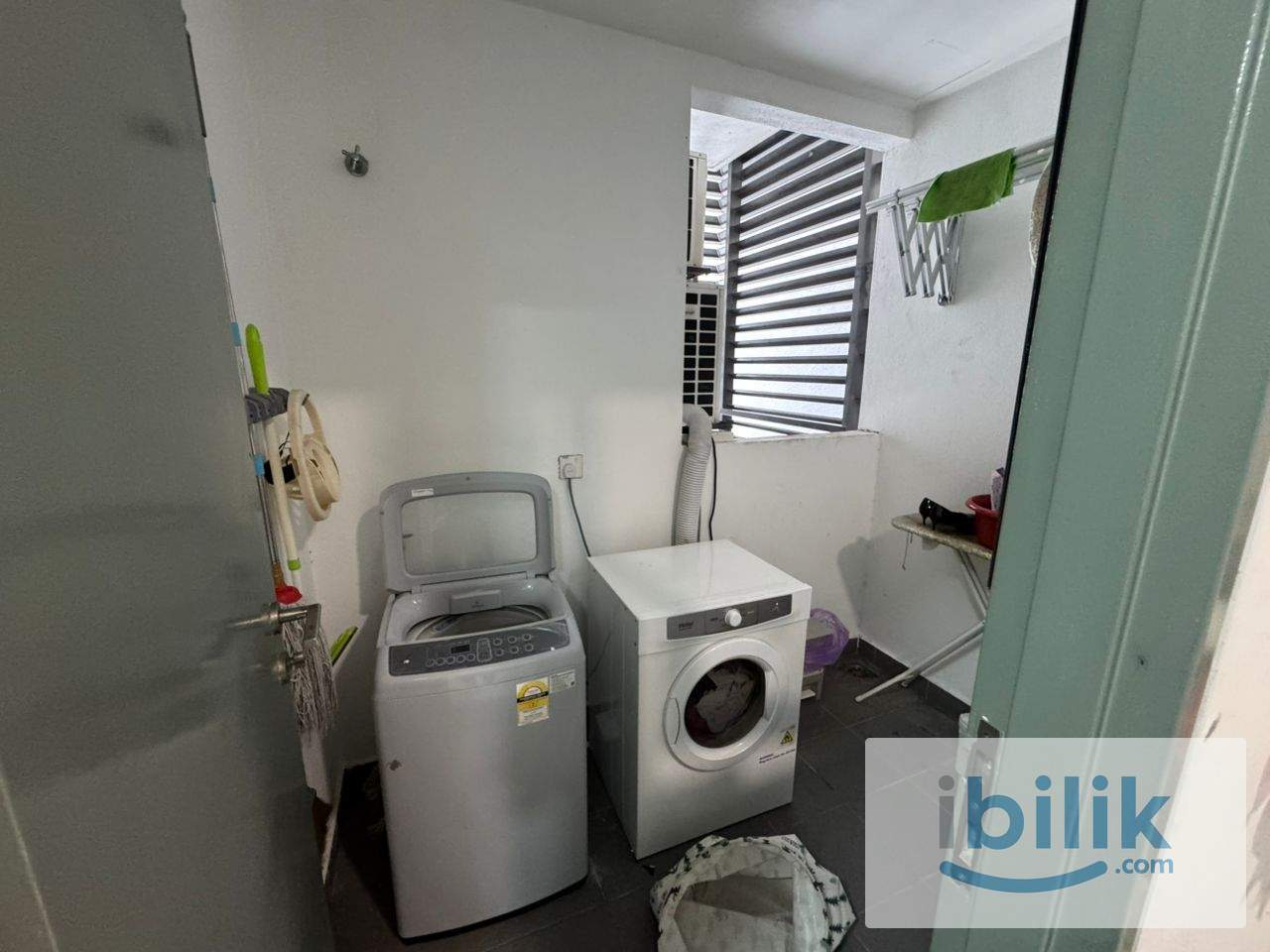 Balcony Medium Queen Bed Room with stand fan, window and AC (Partition) - Image 5