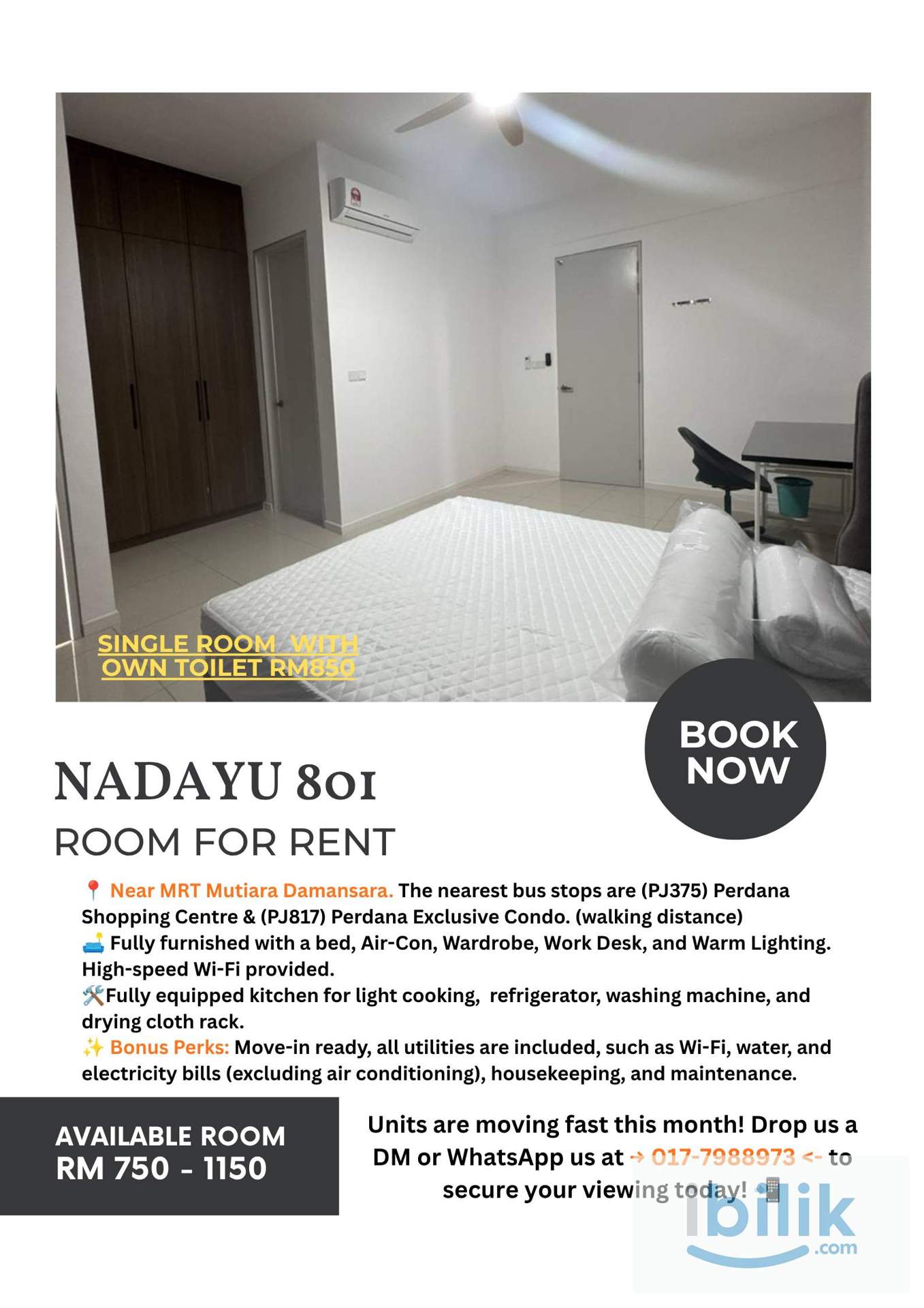 [SHAH ALAM] Mixed Gender Unit, Available Room For Rent IN 🛋️ Nadayu 801 - Image 1