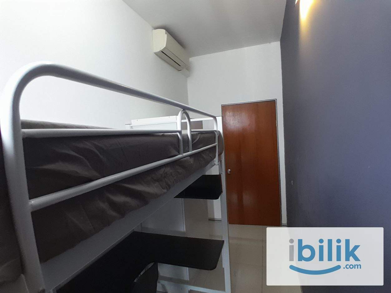 Double Decker Single Bed Upper part, study table bottom w/ stand fan, window and AC (Partition)(Female unit) - Image 5
