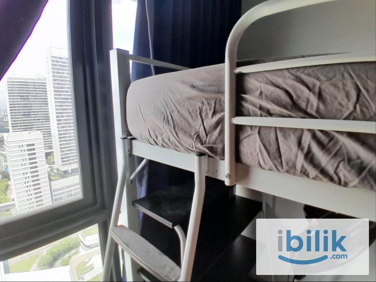Double Decker Single Bed Upper part, study table bottom w/ stand fan, window and AC (Partition)(Female unit) - Image 4