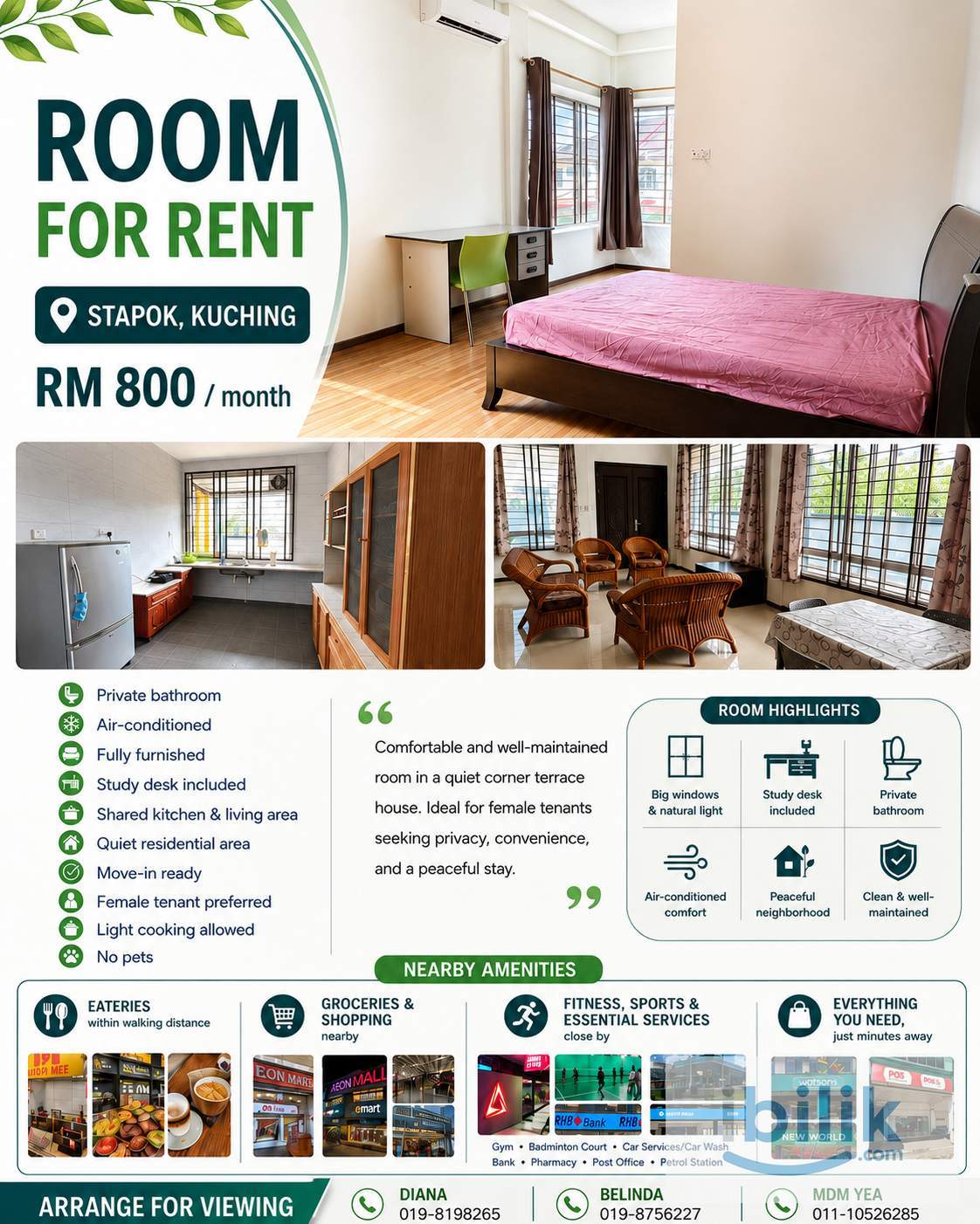 ROOM FOR RENT – STAPOK, KUCHING - Image 1