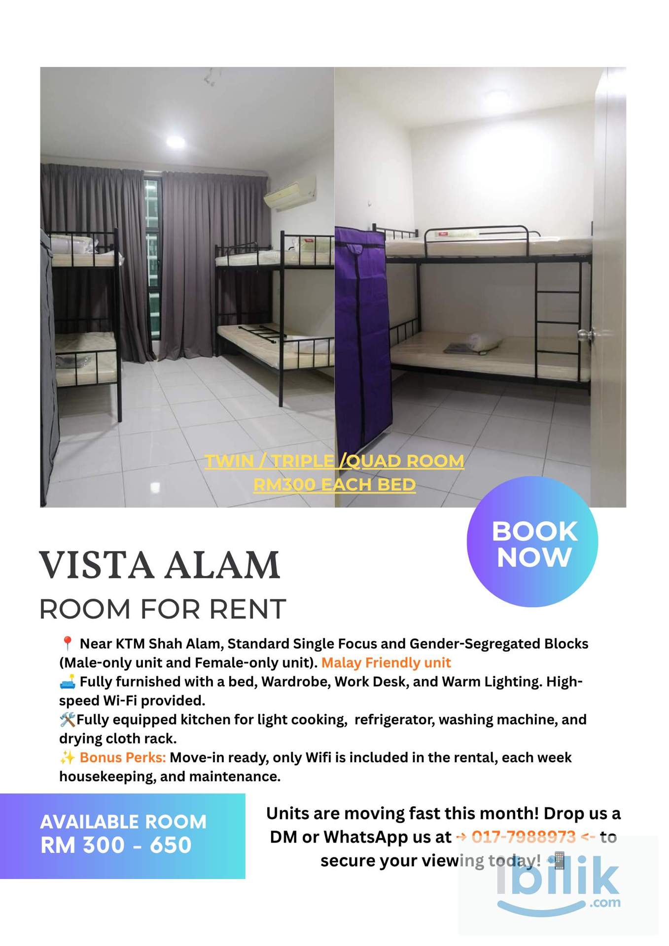 @Malay Unit [Female only & Male only] 🏢 VISTA ALAM @ SHAH ALAM  - Image 1