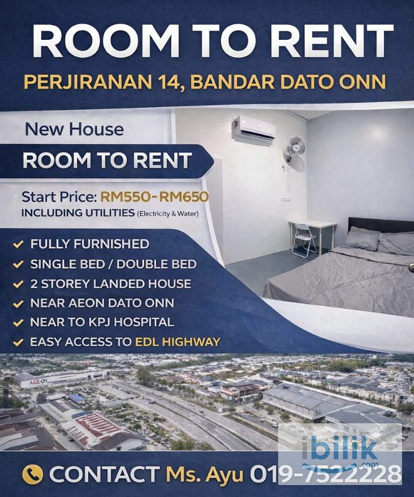 Room For Rent - Perjiranan 14 - Bandar Dato Onn JB - Image 1