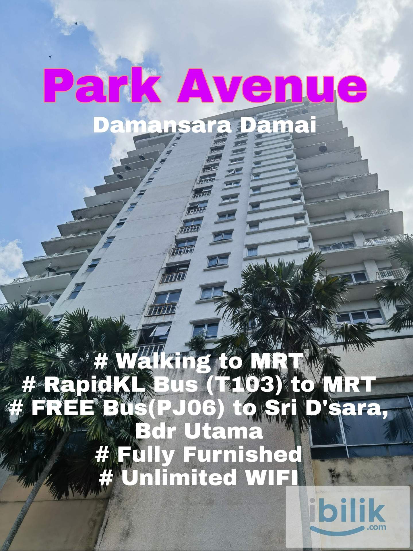 🌟 Co-living MRT Station Damansara Damai - Fully Furnished Room for Rent @ Park Avenue, Damansara Damai - Image 1