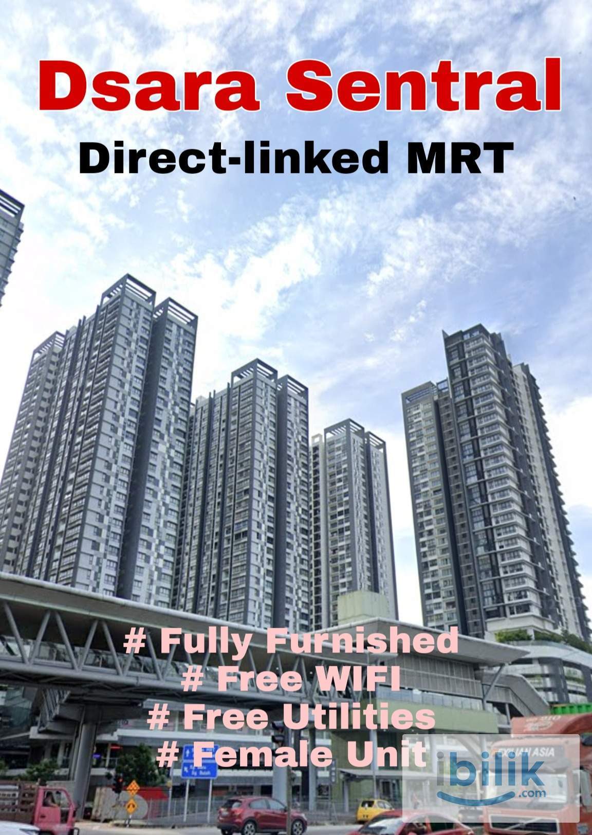 🌟 Co-living MRT Direct Linked - Fully Furnished Room for Rent @ Dsara Sentral - Image 1