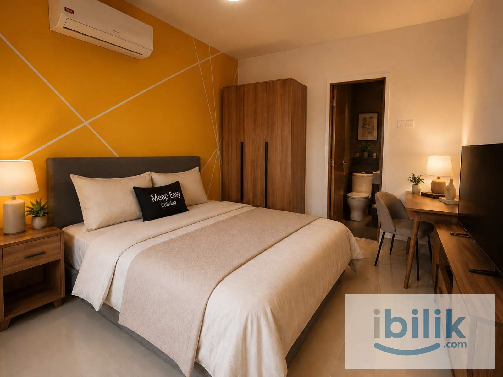 👑 Master Queen Room with Private Bathroom + Own TV @ Nexus Residence Taman Pertama / Female Unit / 2min Walk to MRT - Image 1
