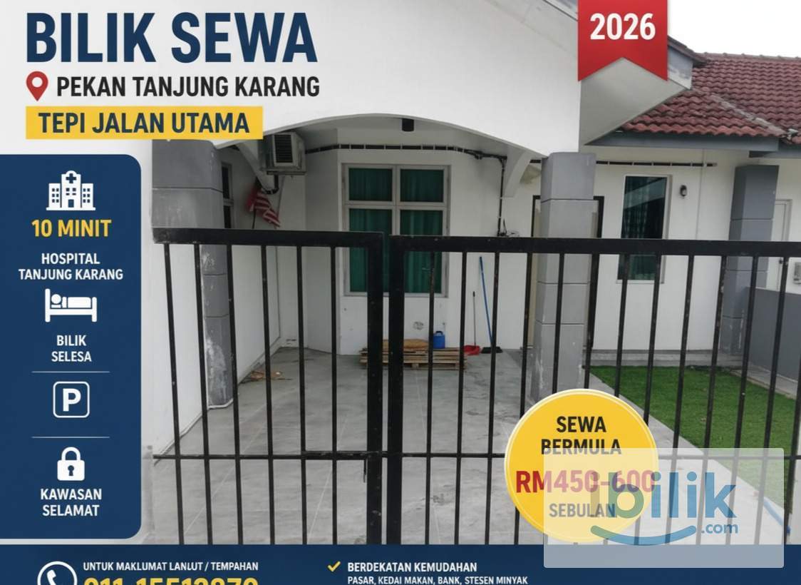 BILIK SEWA PEKAN TANJUNG KARANG (DEKAT HOSPITAL 10 MINIT)  - Image 1