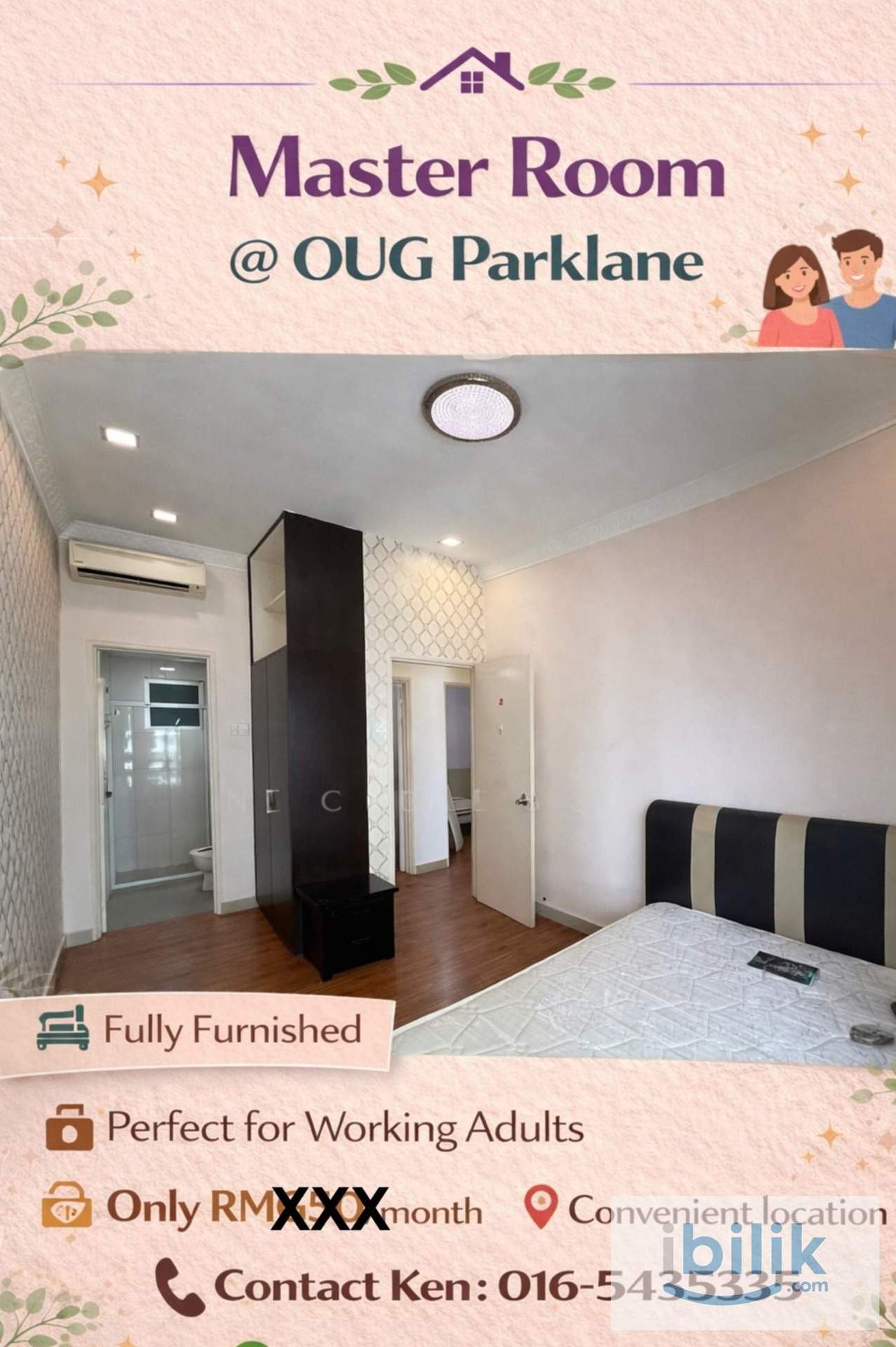 Master Room Available Now Direct Owner Free Wifi Fully Furnisher 1 Month Deposits - Image 1