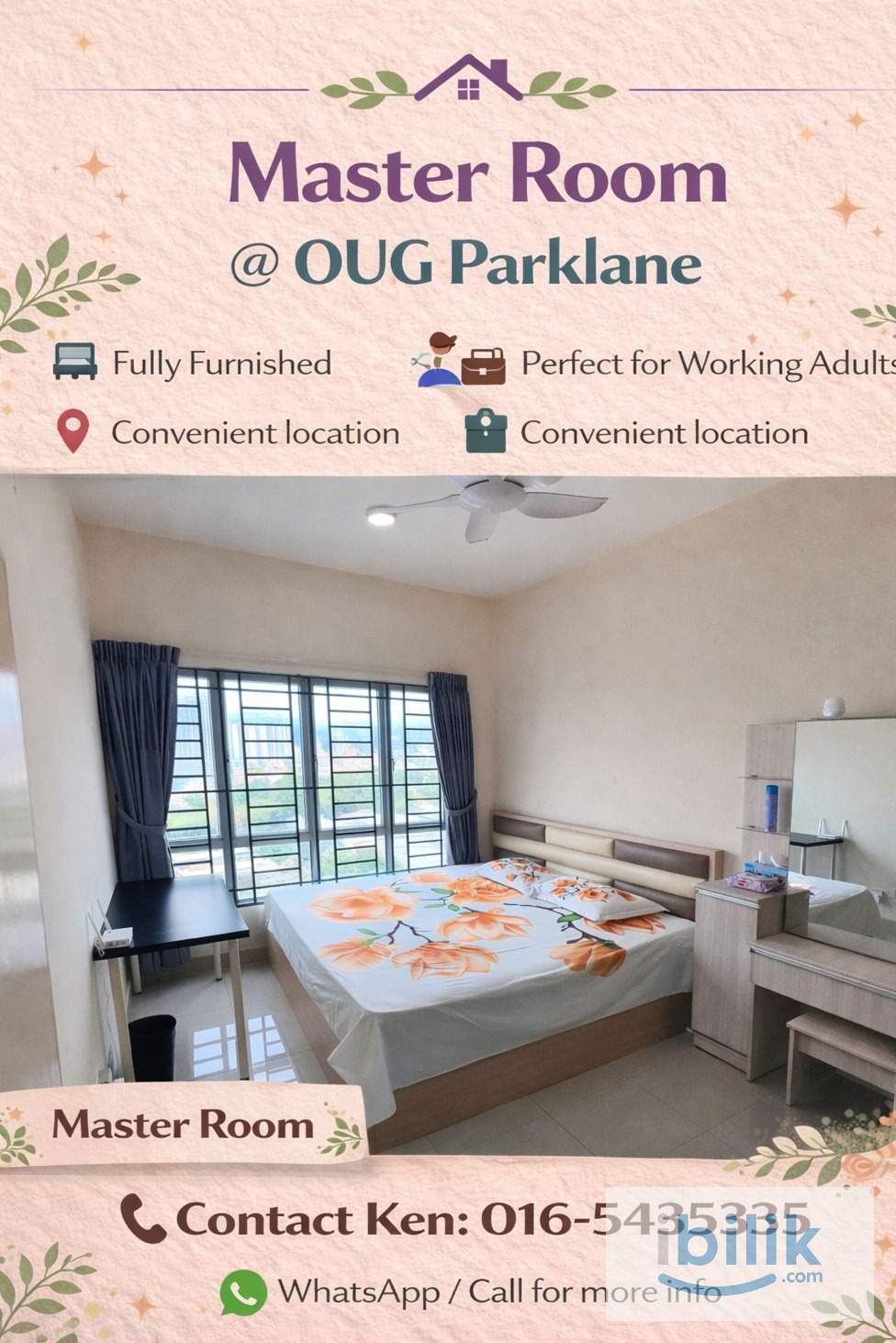 Master Room Available @ OUG Parklane Free Wifi Fully Furnisher 1 Month Deposits - Image 1