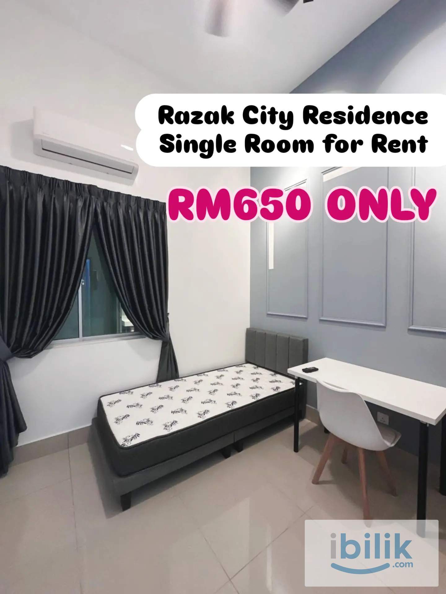Today News‼️RM650 ONLY | Fully Furnished High Ceiling Single Room with Window📍Razak City Residence - Image 1