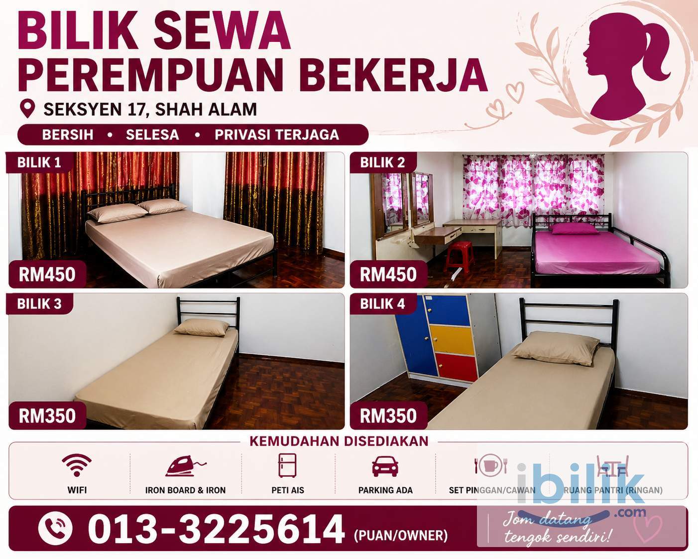 Bilik Sewa Perempuan Bekerja Seksyen 17 Shah Alam - Image 1