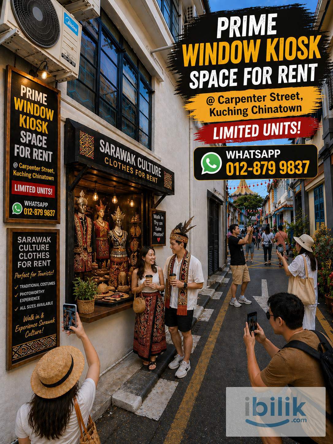 Prime Window Kiosk Space for Rent @ Carpenter Street, Kuching Chinatown - Image 1