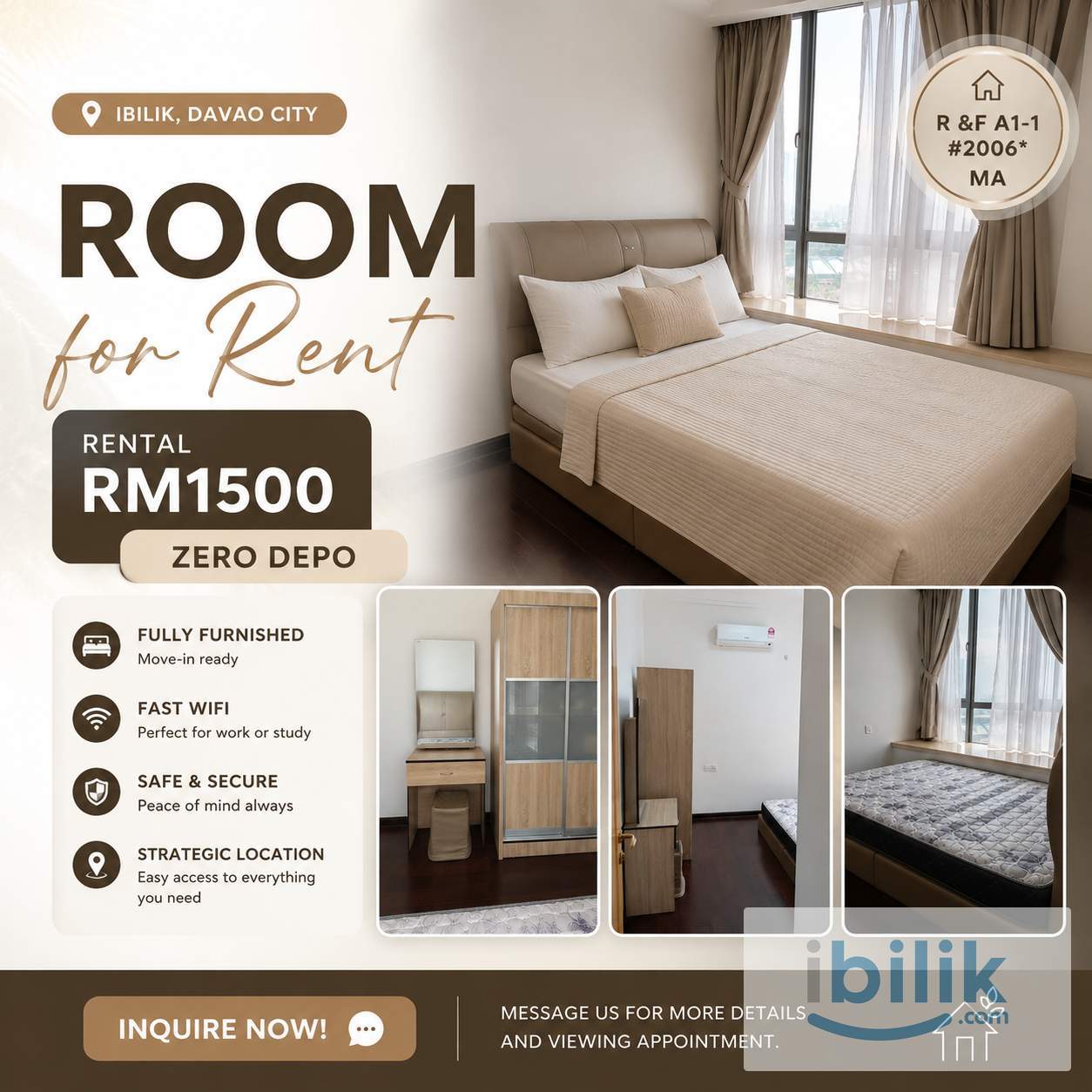 🏙️ Master Room @ R&F Princess Cove | Fully Furnished | Zero Deposit | RM1,500 - Image 1